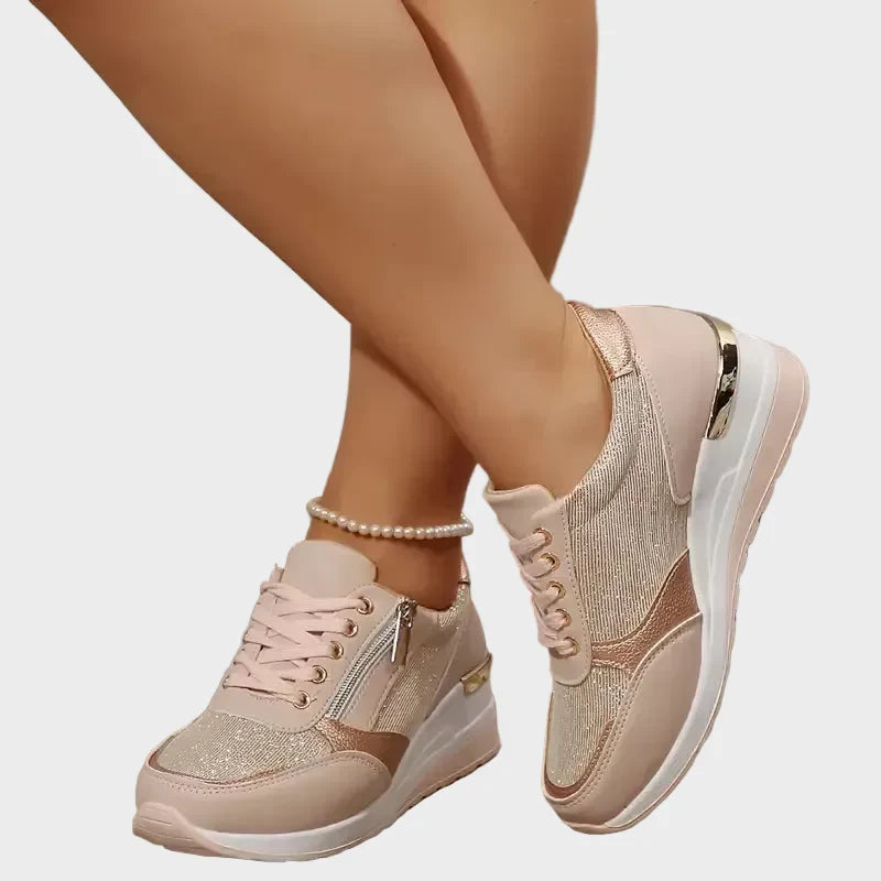 Orthopädische Sportschuhe mit Schnürsenkeln und seitlichem Reißverschluss für Frauen