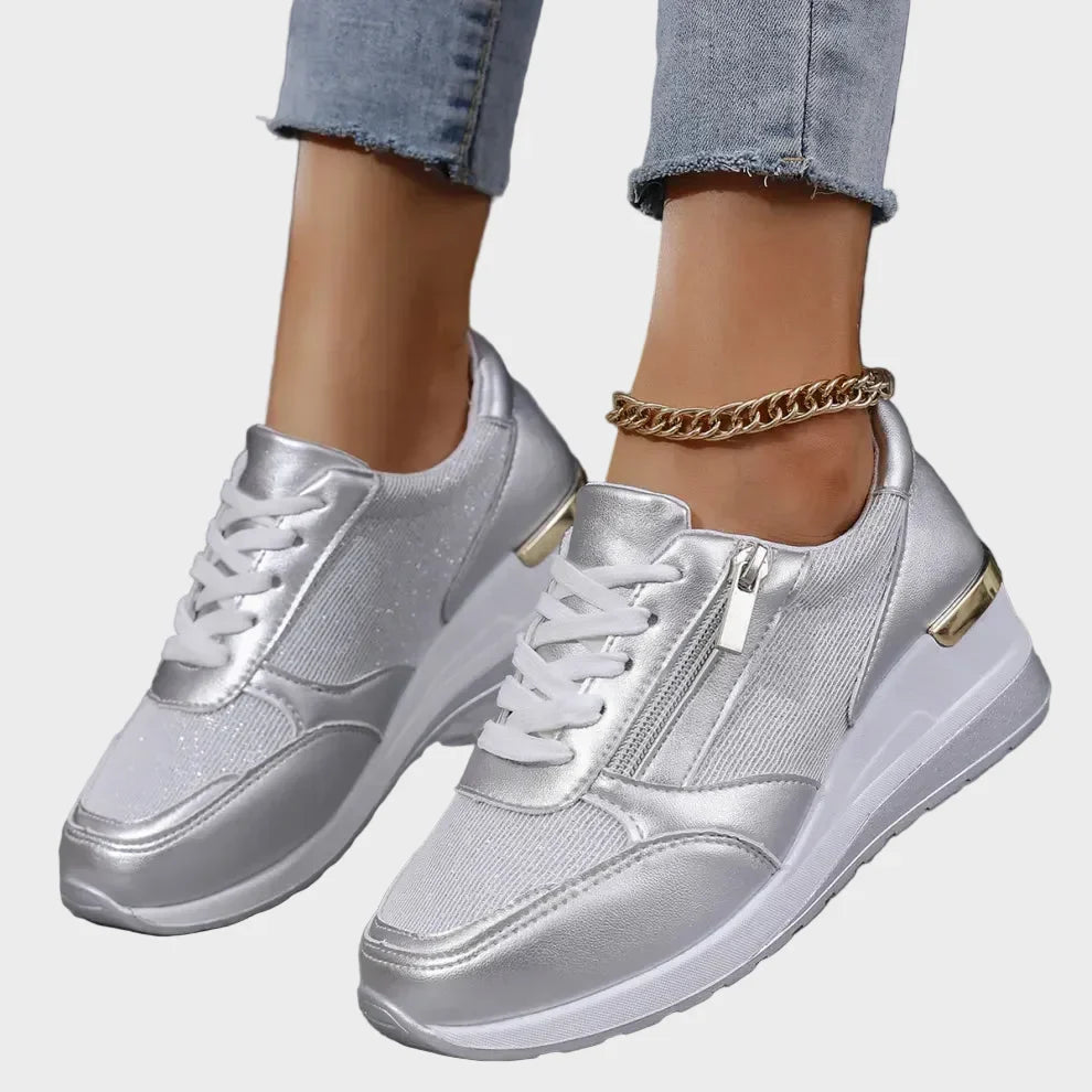 Orthopädische Sportschuhe mit Schnürsenkeln und seitlichem Reißverschluss für Frauen