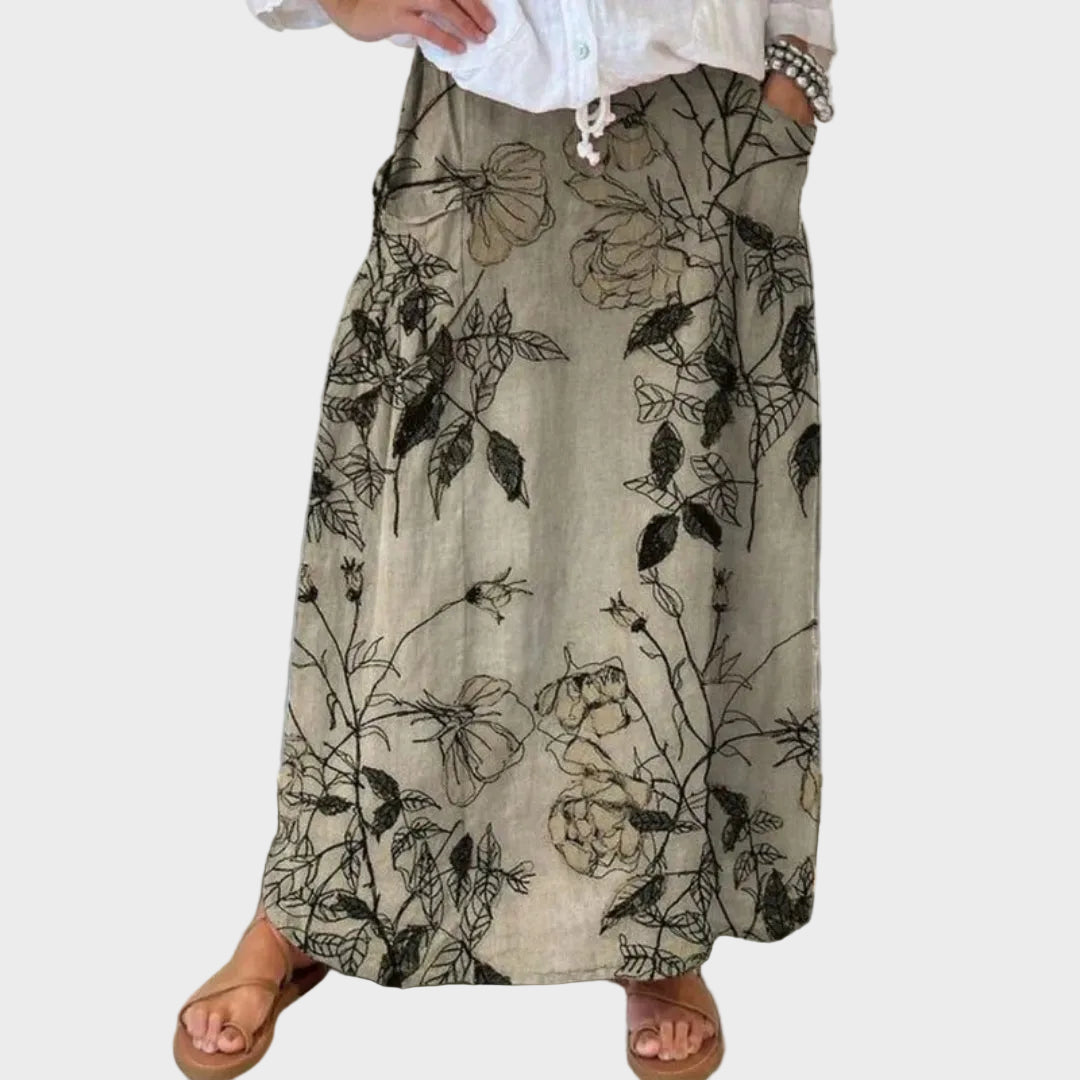 Colette – leichter bedruckter Rock in Khaki