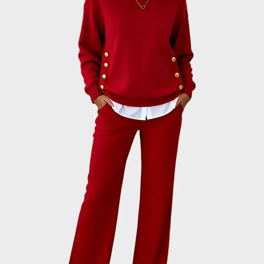 Lena - Elegantes Strickset mit Knöpfen