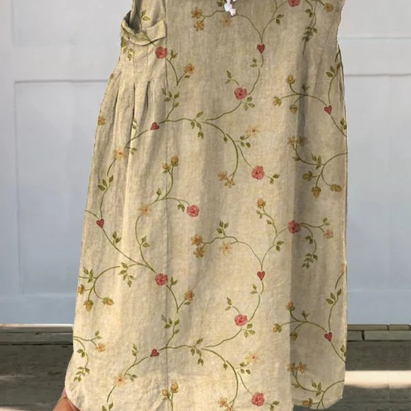 Brigitte - Bedruckter Sommerrock in Beige