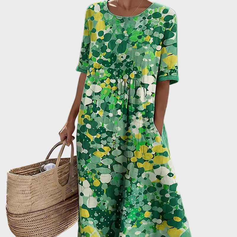 Elena - Lockeres und leichtes Midi-Kleid mit Blumen